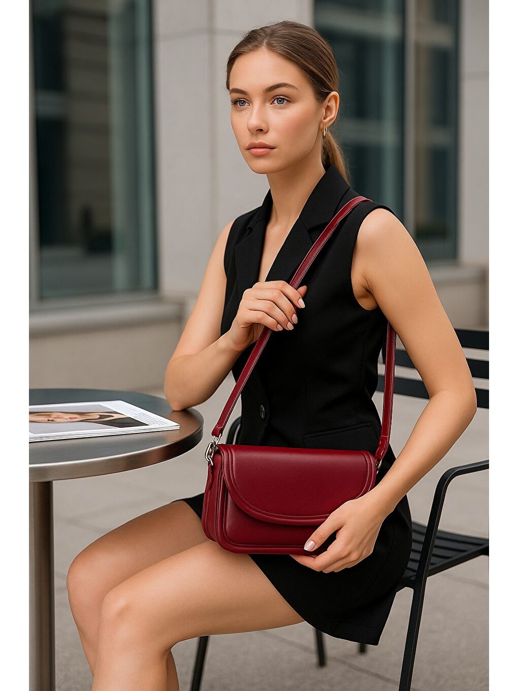 Bordo DUFT Kadın Omuz Çantası-2