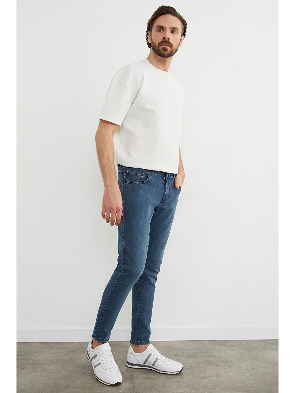 İndigo Slim Fit Normal Bel Jean-3