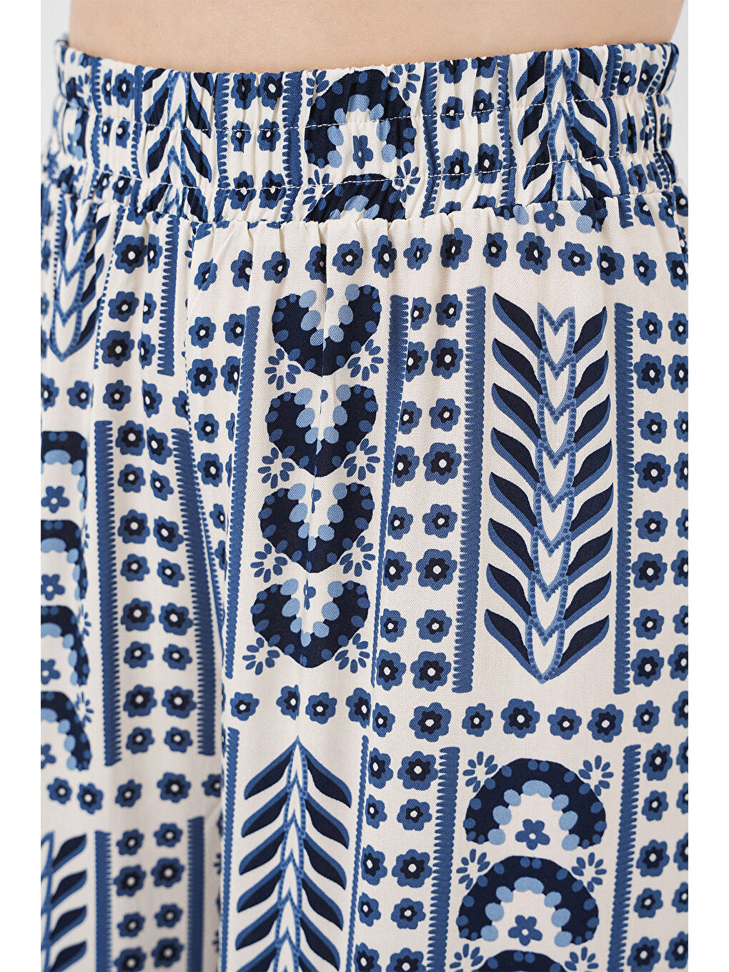 Ekru Kadın Desenli Viskon Pantolon 6749 - Krem-3