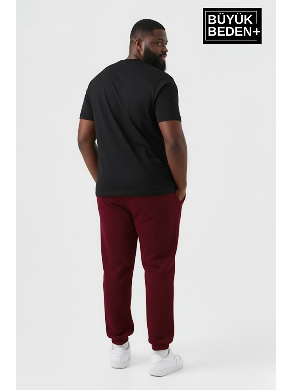 Bordo Erkek Büyük Beden BROOKLYN 1970 Baskılı Paça Lastikli Jogger İnce Eşofman Altı SPR26BEA951-3-1