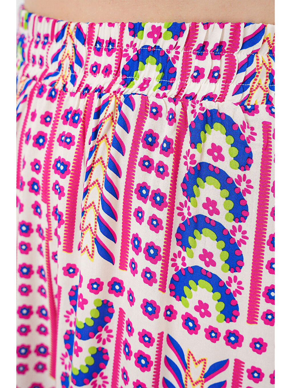 Kadın Desenli Viskon Pantolon 6749 - Fuşya-3