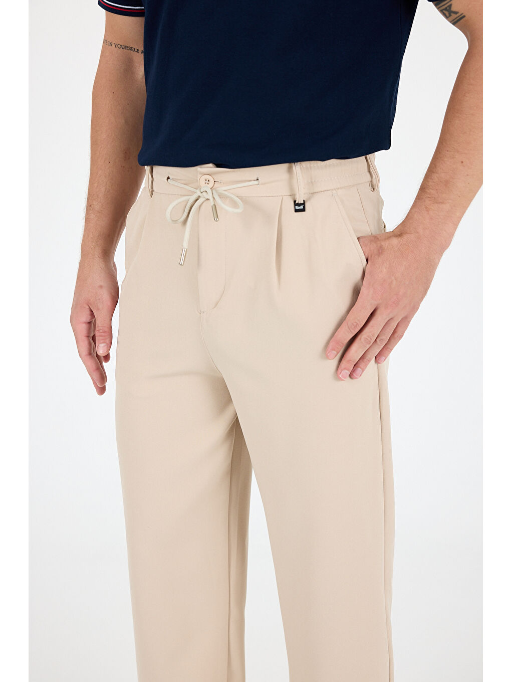 Bej Erkek Duble Paça Baggy Jogger Eşofman Altı Pantolon – Rahat Kalıp, Günlük Spor Giyim 3665-2