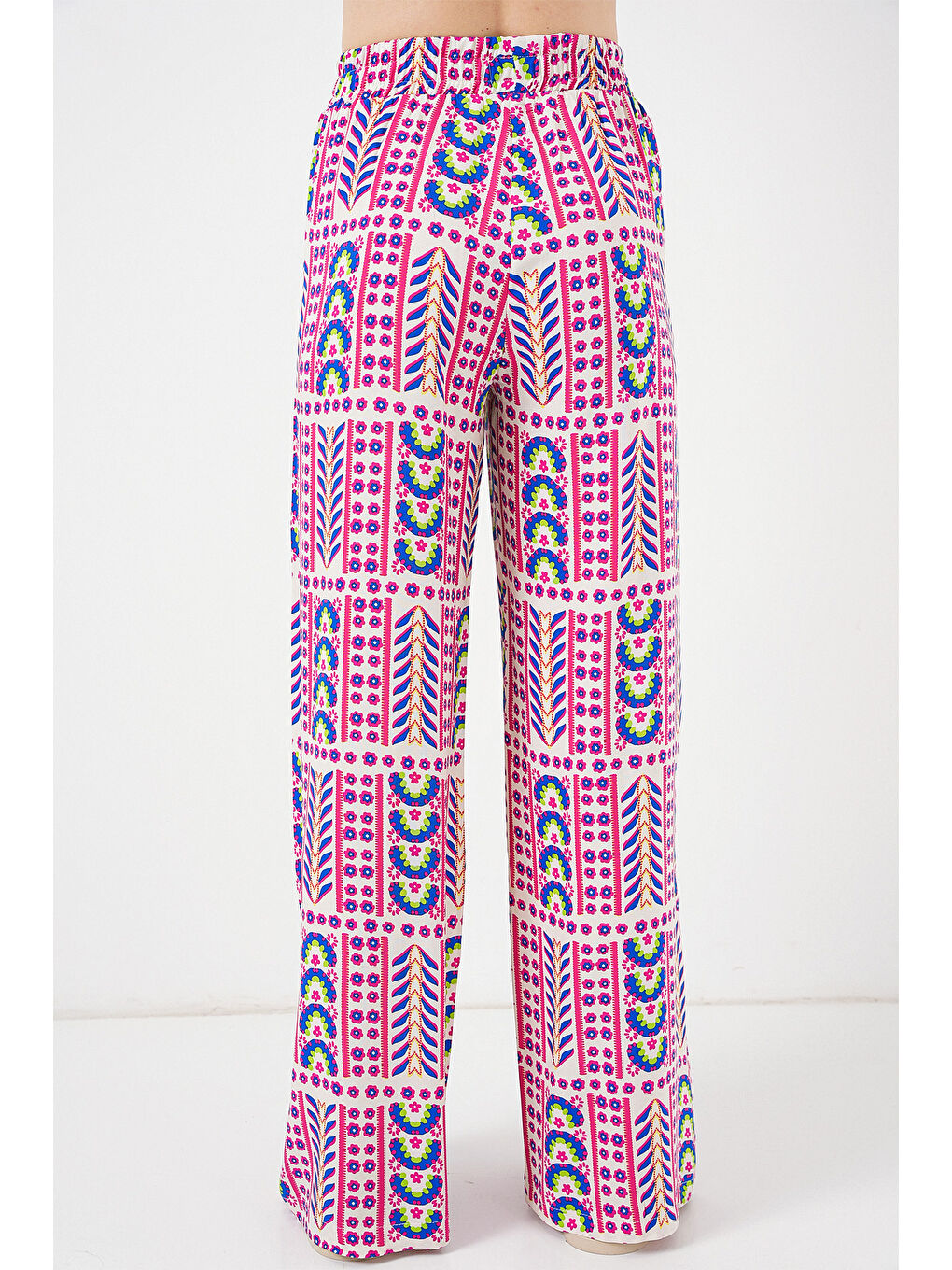 Kadın Desenli Viskon Pantolon 6749 - Fuşya-5