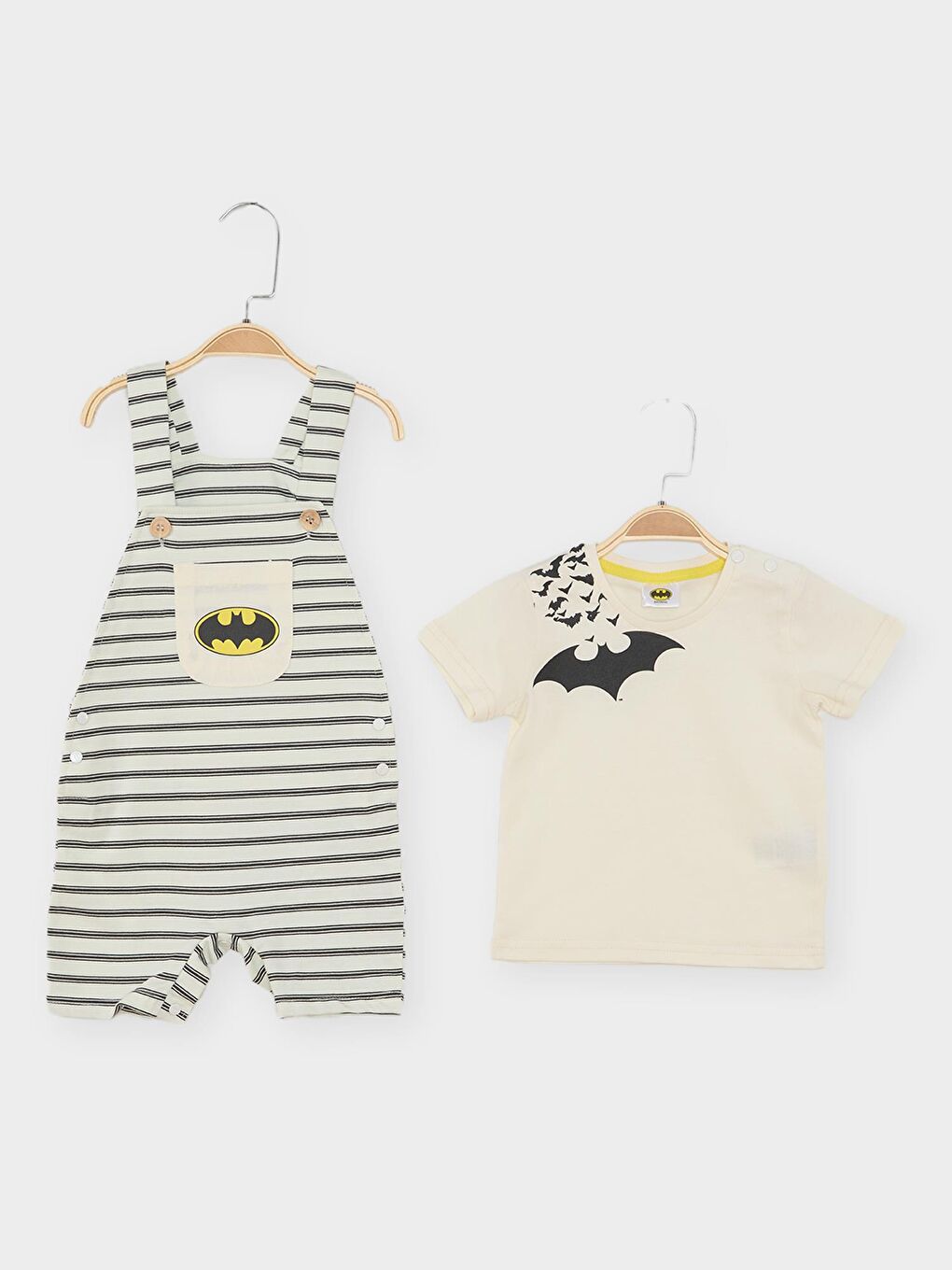 Supermino Ekru Batman Lisanslı Erkek Bebek Salopet Takım 21863