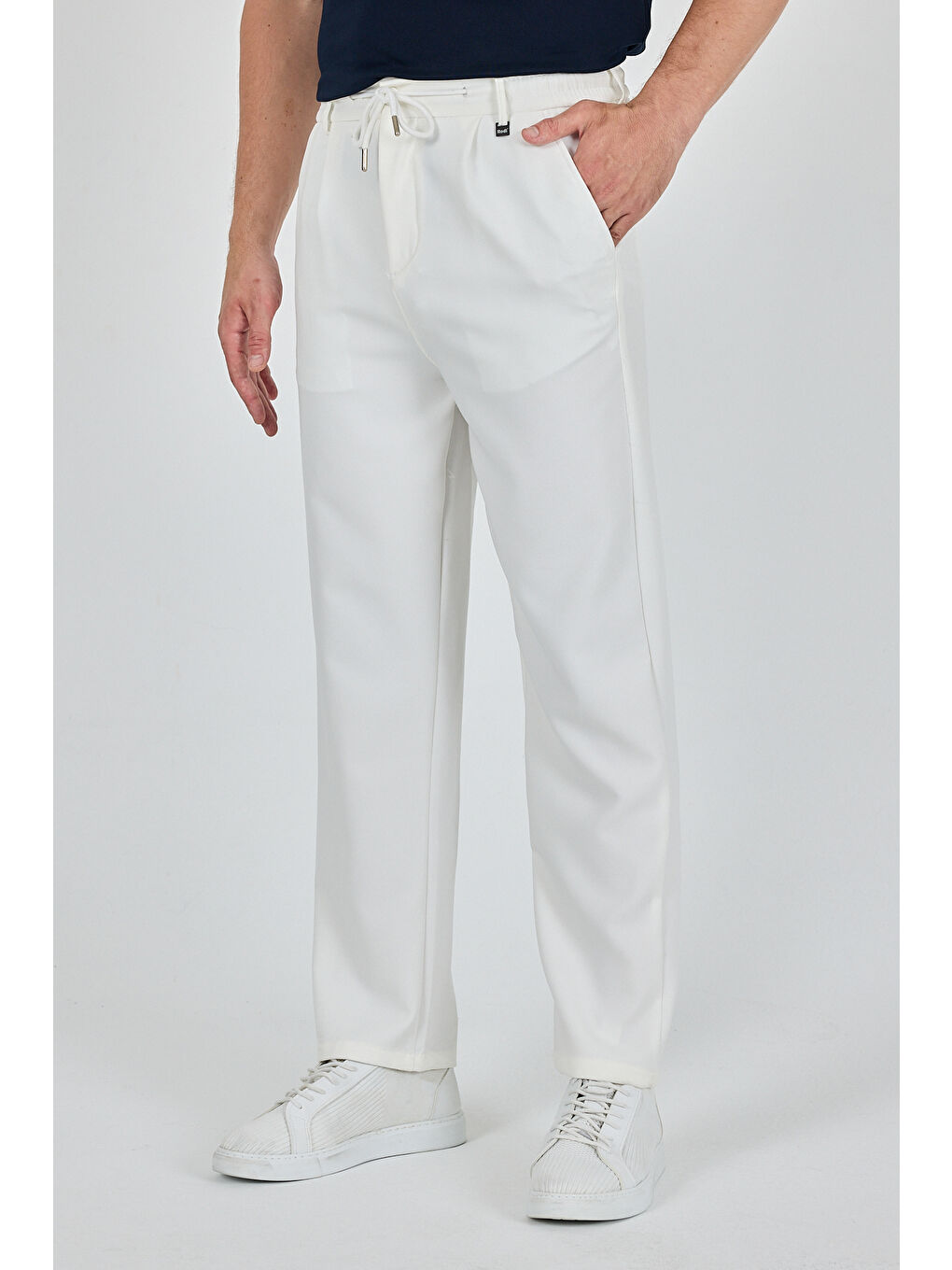 Ekru Erkek Duble Paça Baggy Jogger Eşofman Altı Pantolon – Rahat Kalıp, Günlük Spor Giyim 3665-1