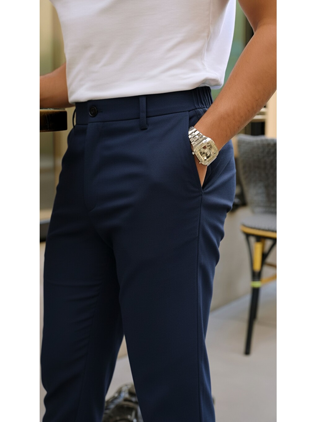 Lacivert Erkek Cepli Slimfit Atlas Pantolon-3