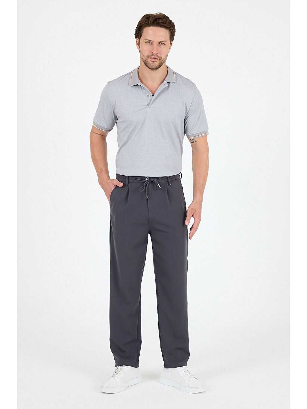 Gri Erkek Duble Paça Baggy Jogger Eşofman Altı Pantolon – Rahat Kalıp, Günlük Spor Giyim 3665