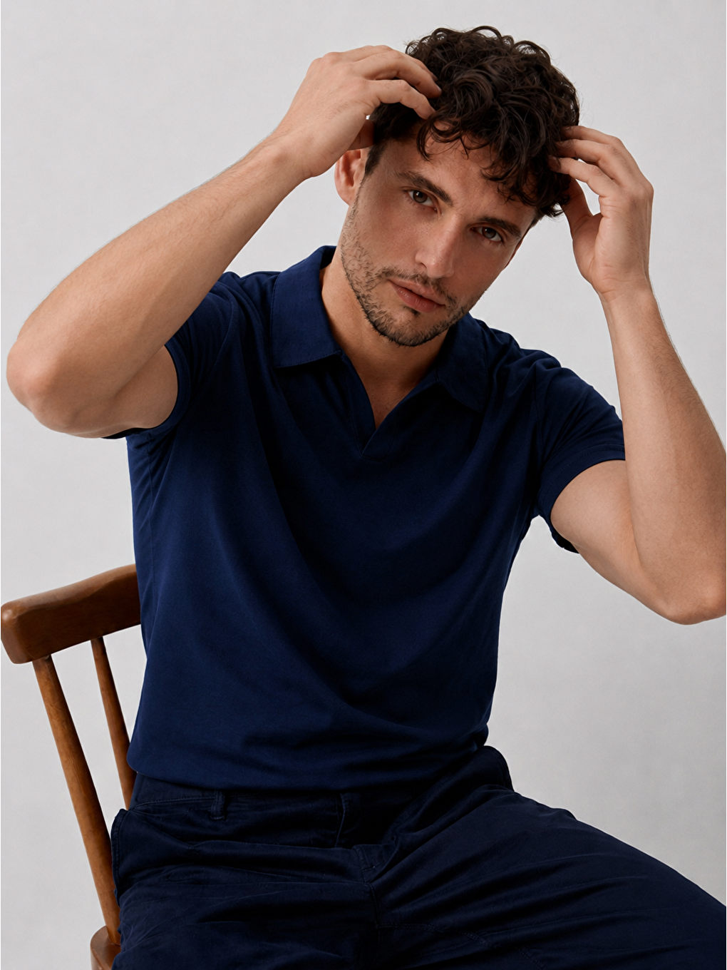 Erkek Polo Yaka Premium Comfort Spor Lacivert Tişört-3