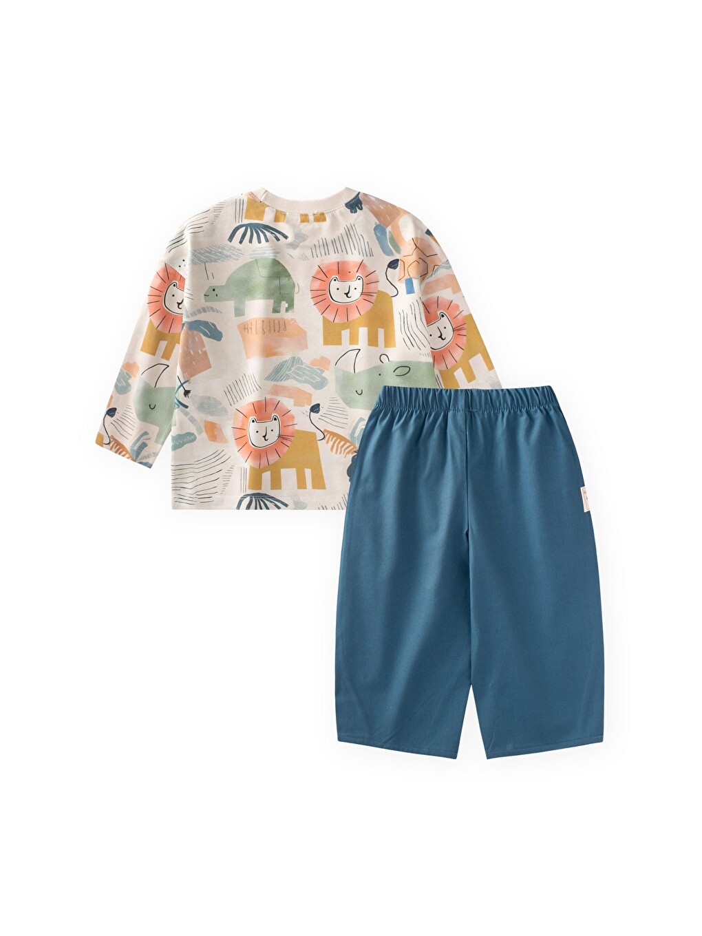 Oversize T-shirt Takım 1-7 Yaş Bej-1