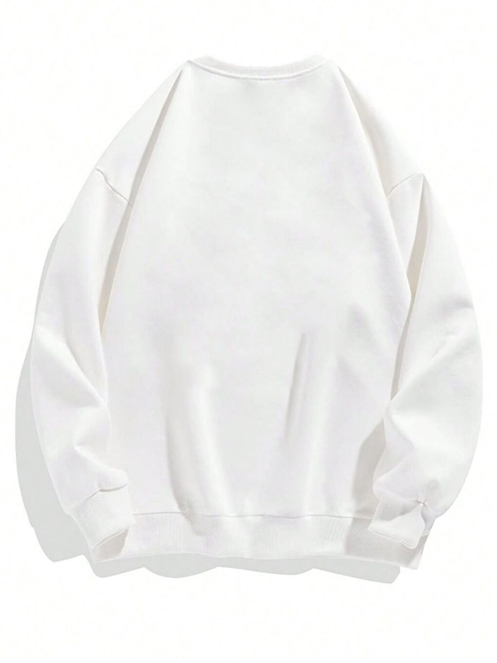 Erkek Beyaz Whatever Baskılı Oversize Bisiklet Yaka Uzun Kollu Sweatshirt-1