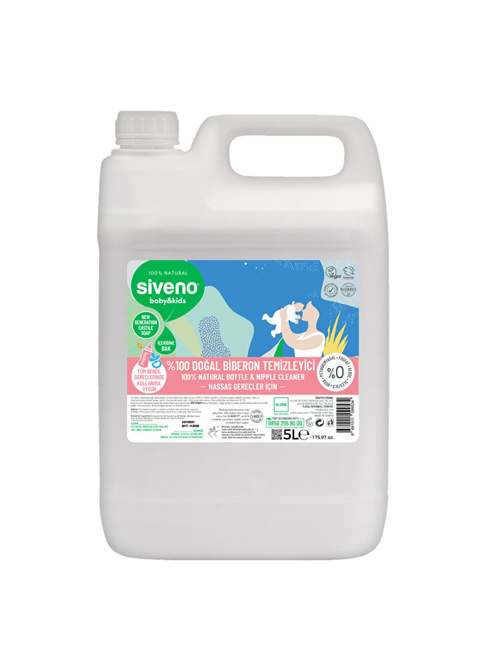 %100 Doğal Emzik Ve Biberon Temizleyicisi Bitkisel Elde Bulaşık Sabunu Nemlendirici Vegan 5000 Ml-1