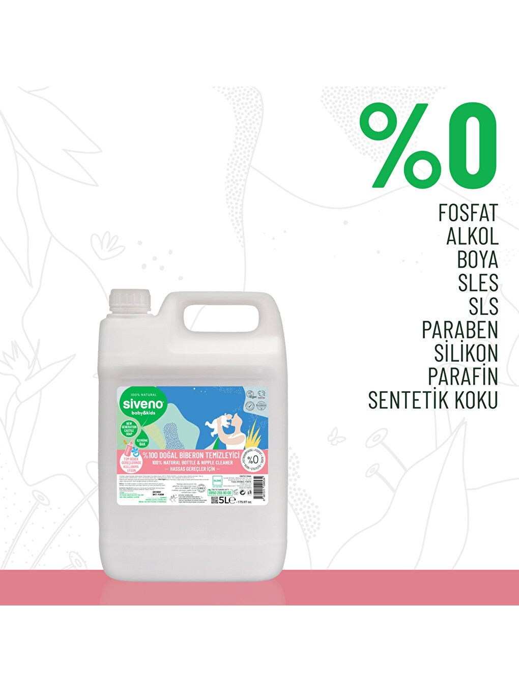 %100 Doğal Emzik Ve Biberon Temizleyicisi Bitkisel Elde Bulaşık Sabunu Nemlendirici Vegan 5000 Ml-2
