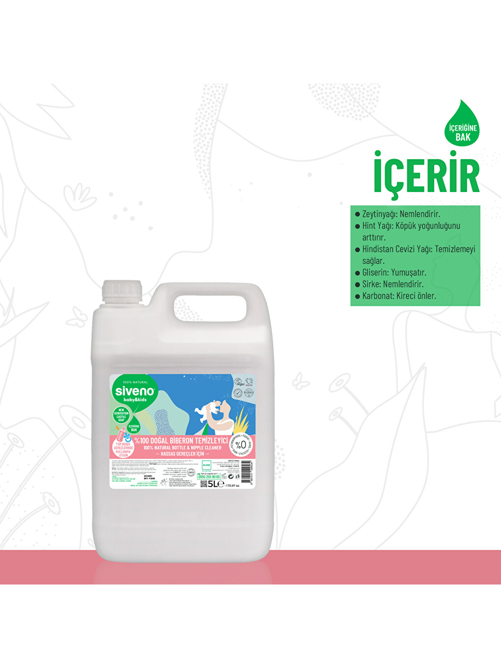 %100 Doğal Emzik Ve Biberon Temizleyicisi Bitkisel Elde Bulaşık Sabunu Nemlendirici Vegan 5000 Ml-3