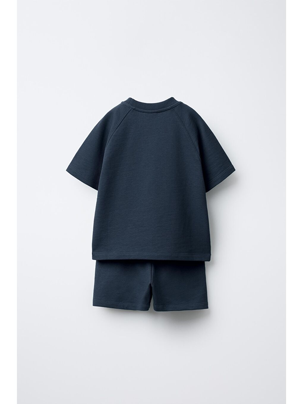 Unisex Çocuk Pamuklu Lacivert Timsah Nakışlı T-Shirt Şort Takım-1