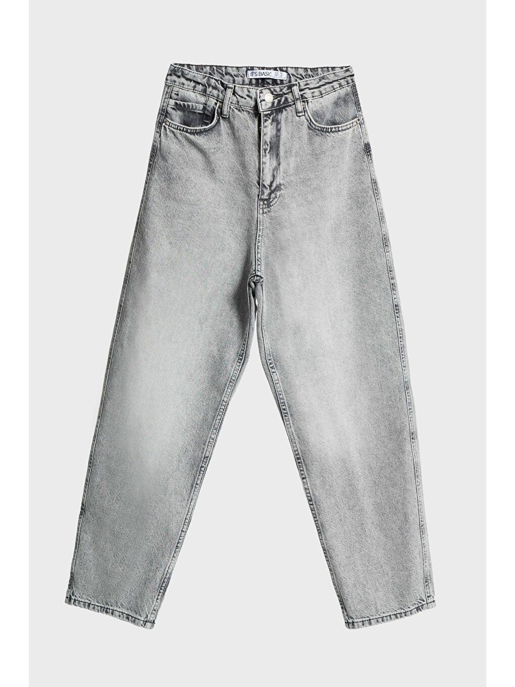 Kadın Gri Renk 4s5-12 Relax Fit %100 Pamuk Denim Jean-1