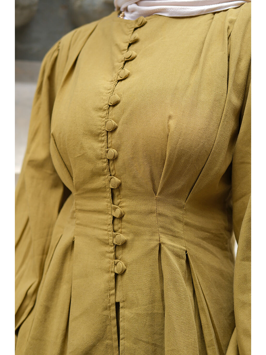 Kadın Beli Pens Detaylı Takım Yağ Yeşil-3