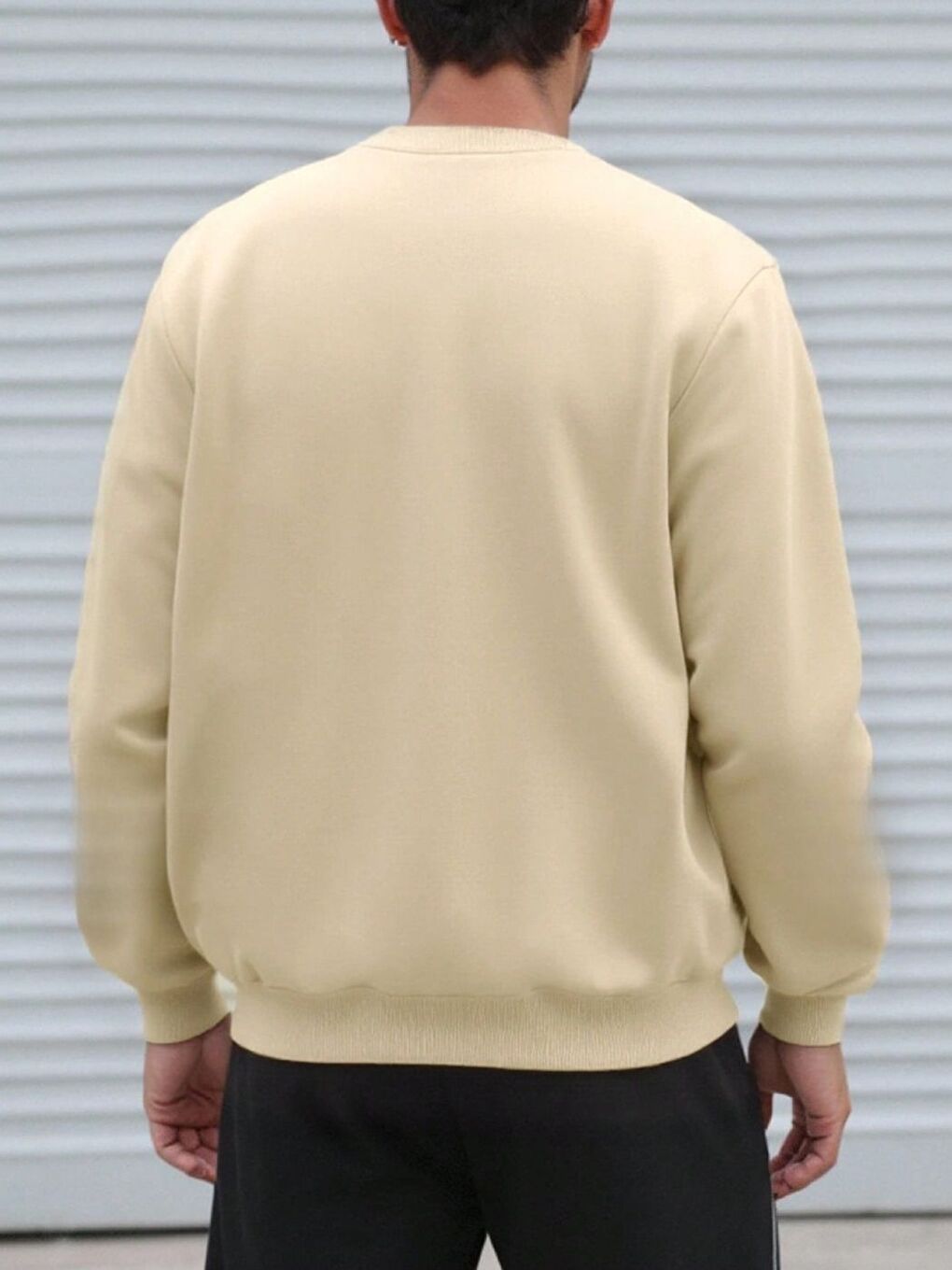 Erkek Bej 23 NCHİCAGO Baskılı Oversize Bisiklet Yaka Uzun Kollu Sweatshirt-1