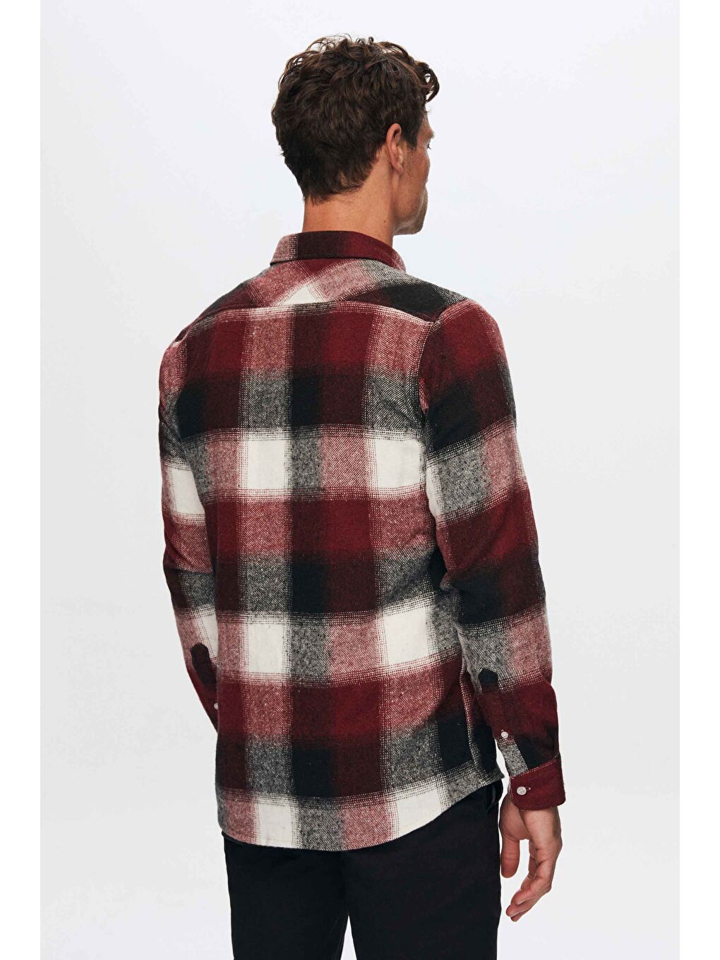 Slim Fit Bordo Ekose Oduncu Gömlek-3