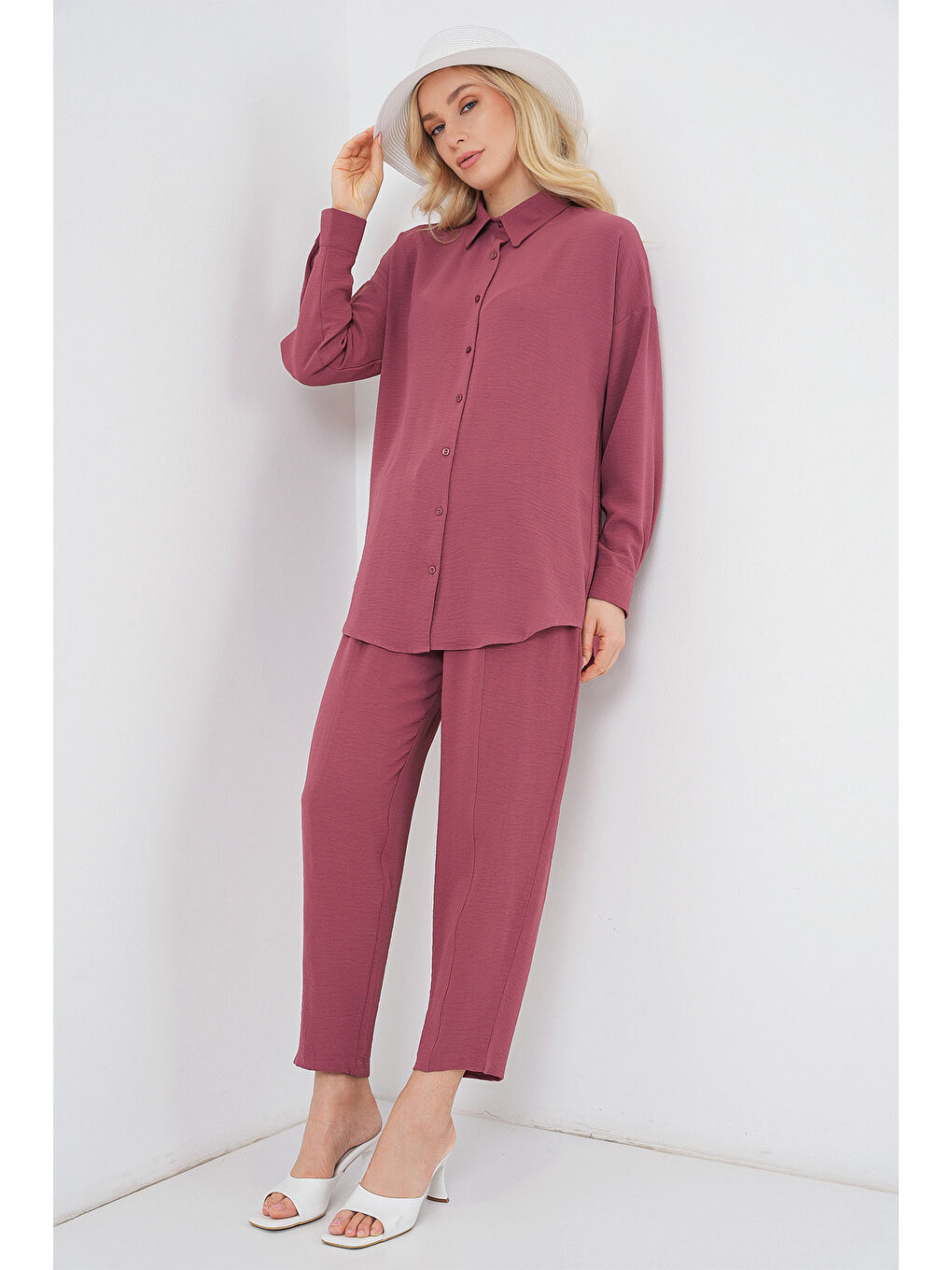 Pembe 6593 Oversize İkili Takım - Gül Kurusu