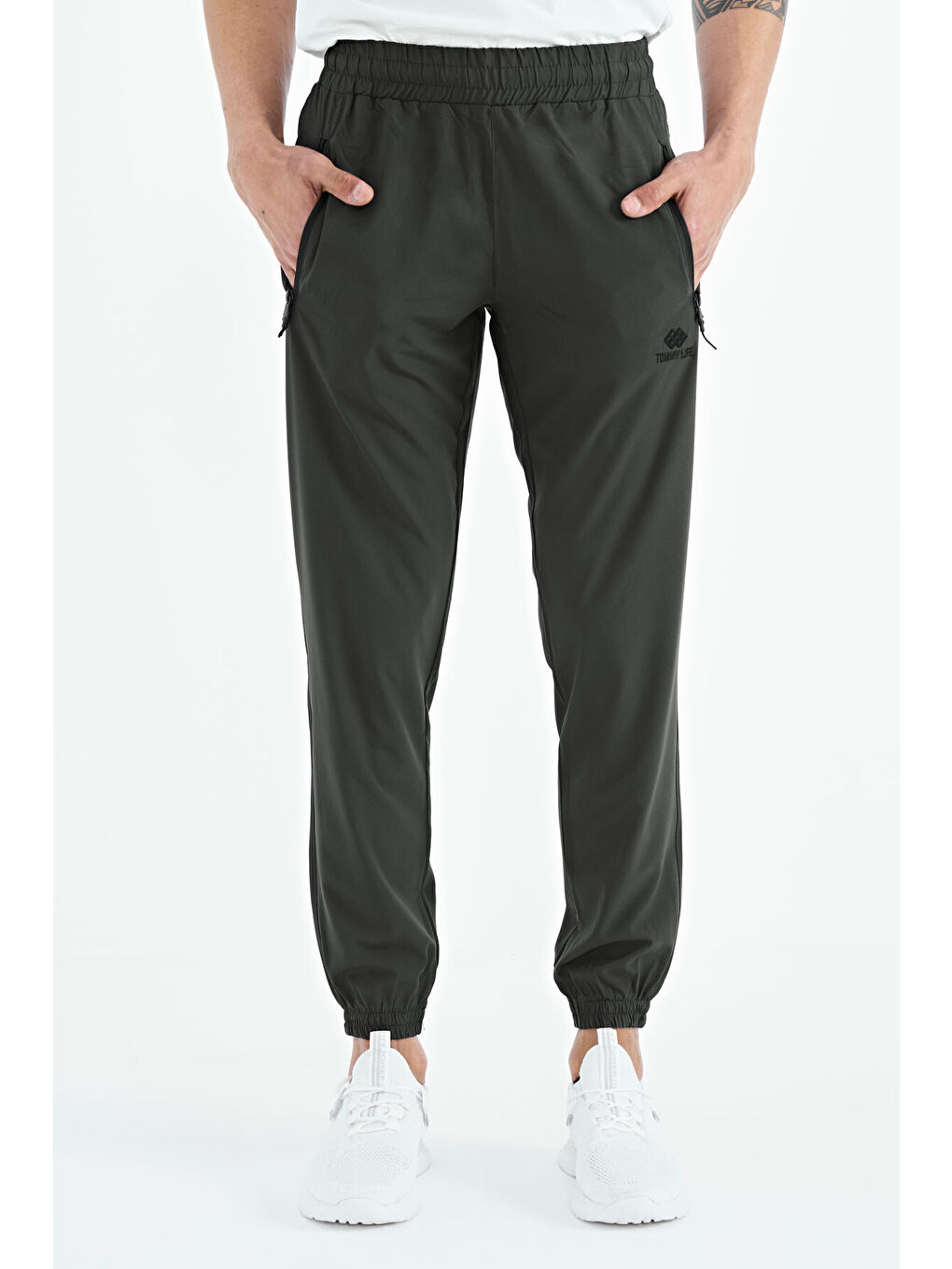 Haki Erkek Basic Cepli Bağcıklı Rahat Form Lastik Paça Eşofman Altı - 84826