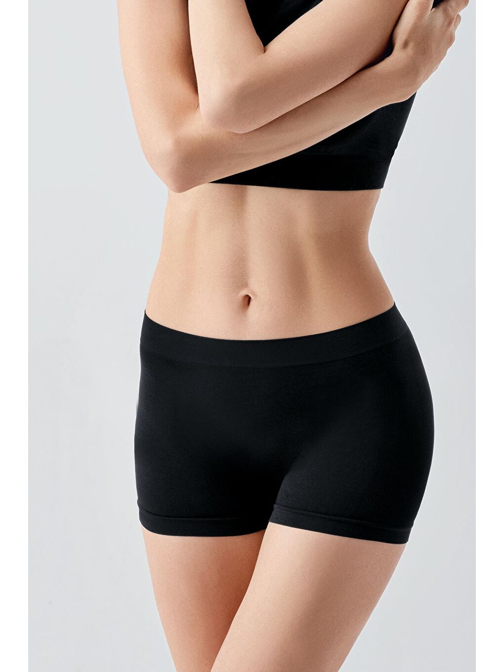 Siyah Kadın Seamless 3'lü Paket (Dikişsiz) Yüksek Bel Boxer 27B01-1