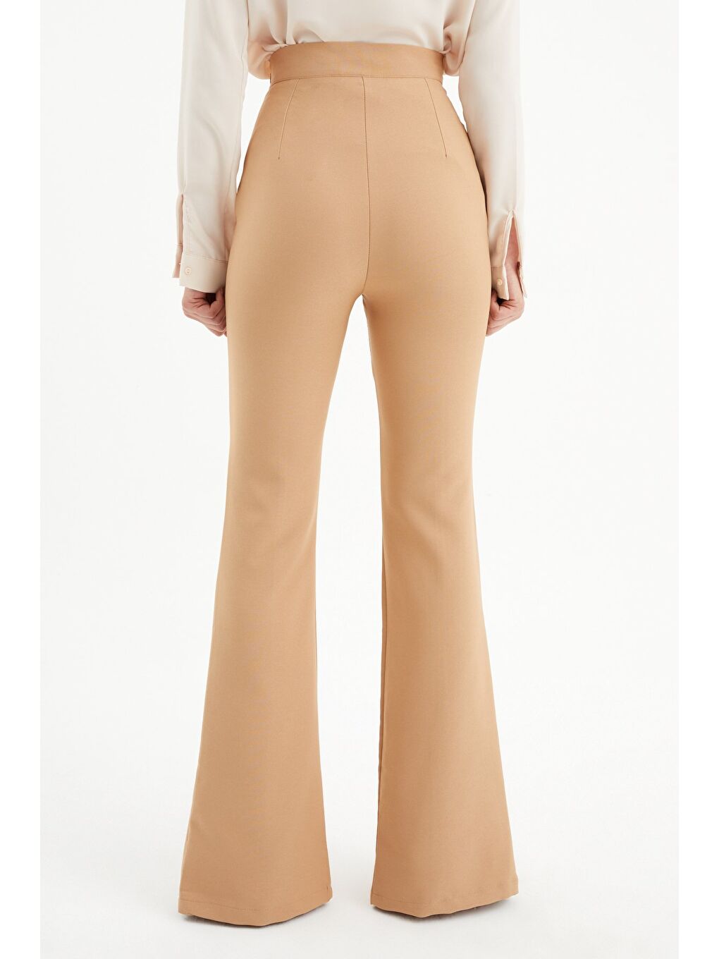 Kahverengi Yırtmaç Detaylı İspanyol Pantolon - Camel-4