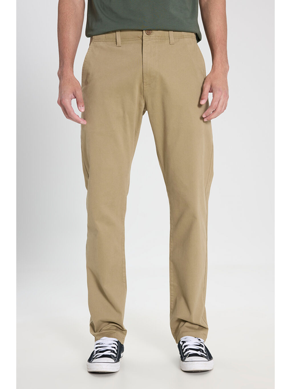 Yeşil Extreme Motion Slim Fit Dar Kesim Normal Bel Bej Esnek Pantolon-2