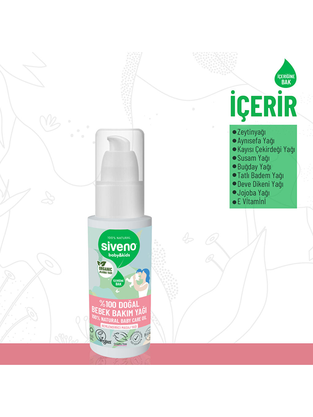 Siveno %100 Doğal Bebek Yağı Organik Jojoba Bakım Masaj Yağı Bitkisel Vegan 50 ml - 2