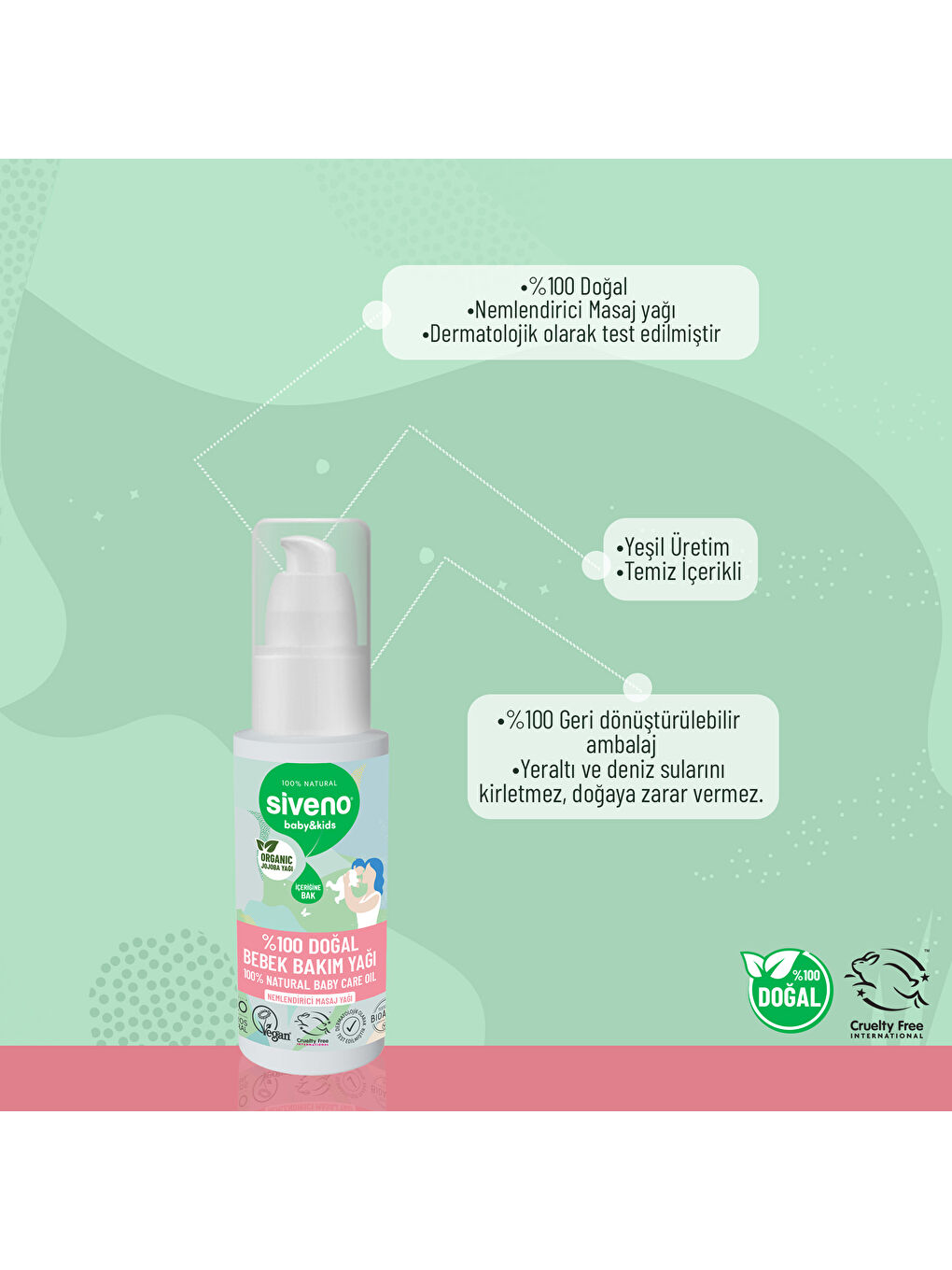 Siveno %100 Doğal Bebek Yağı Organik Jojoba Bakım Masaj Yağı Bitkisel Vegan 50 ml - 4