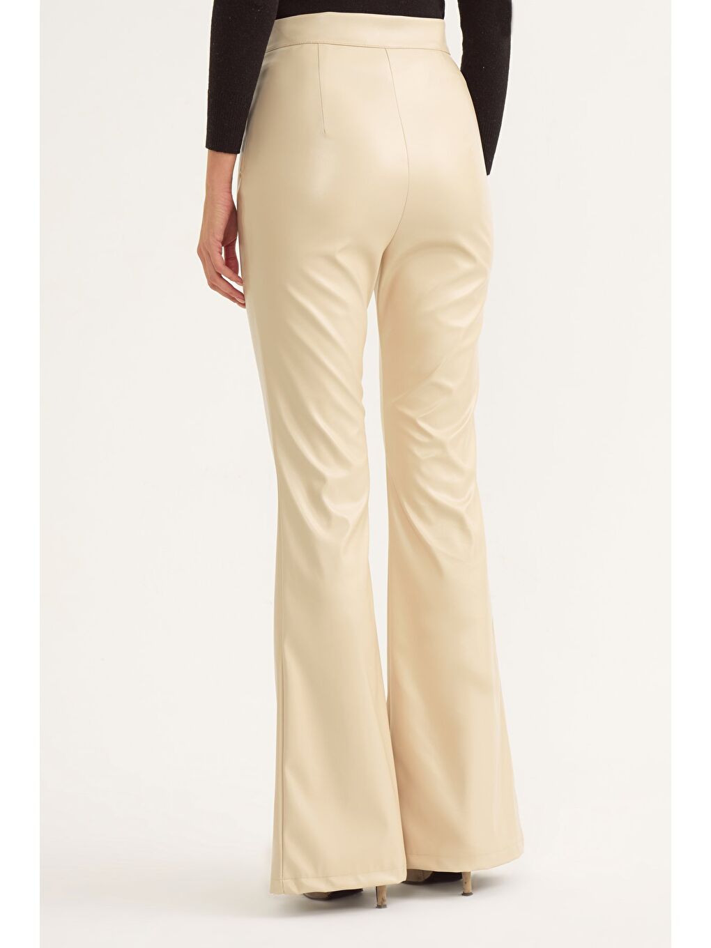 Bej İspanyol Paça Deri Pantolon - Taş-3