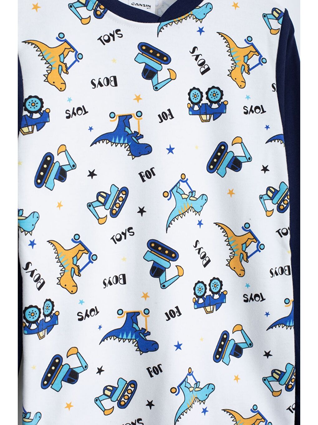 Lacivert Dinozor Baskılı Erkek Çocuk Pijama Takımı 22762-2