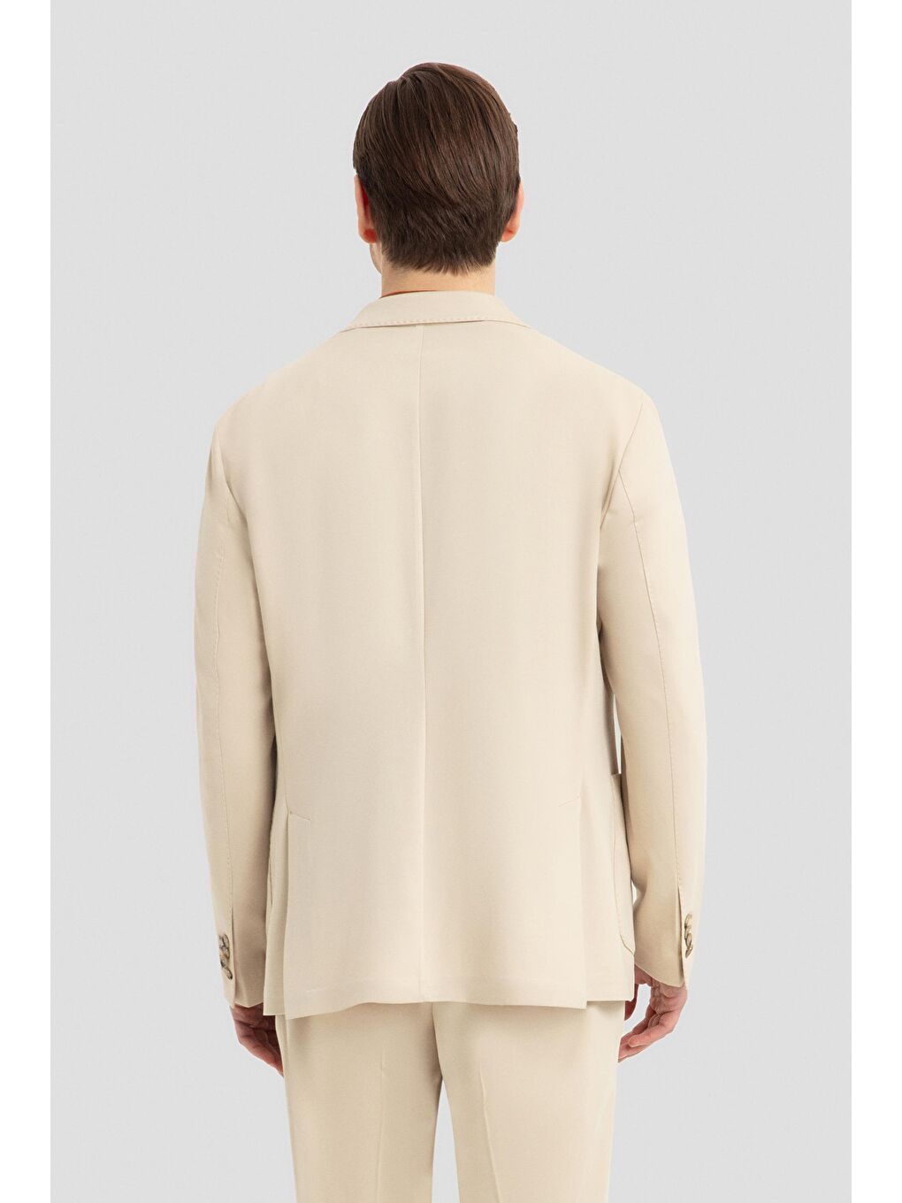 Mono Yaka Modal Karışımlı Takım Elbise Bej-2