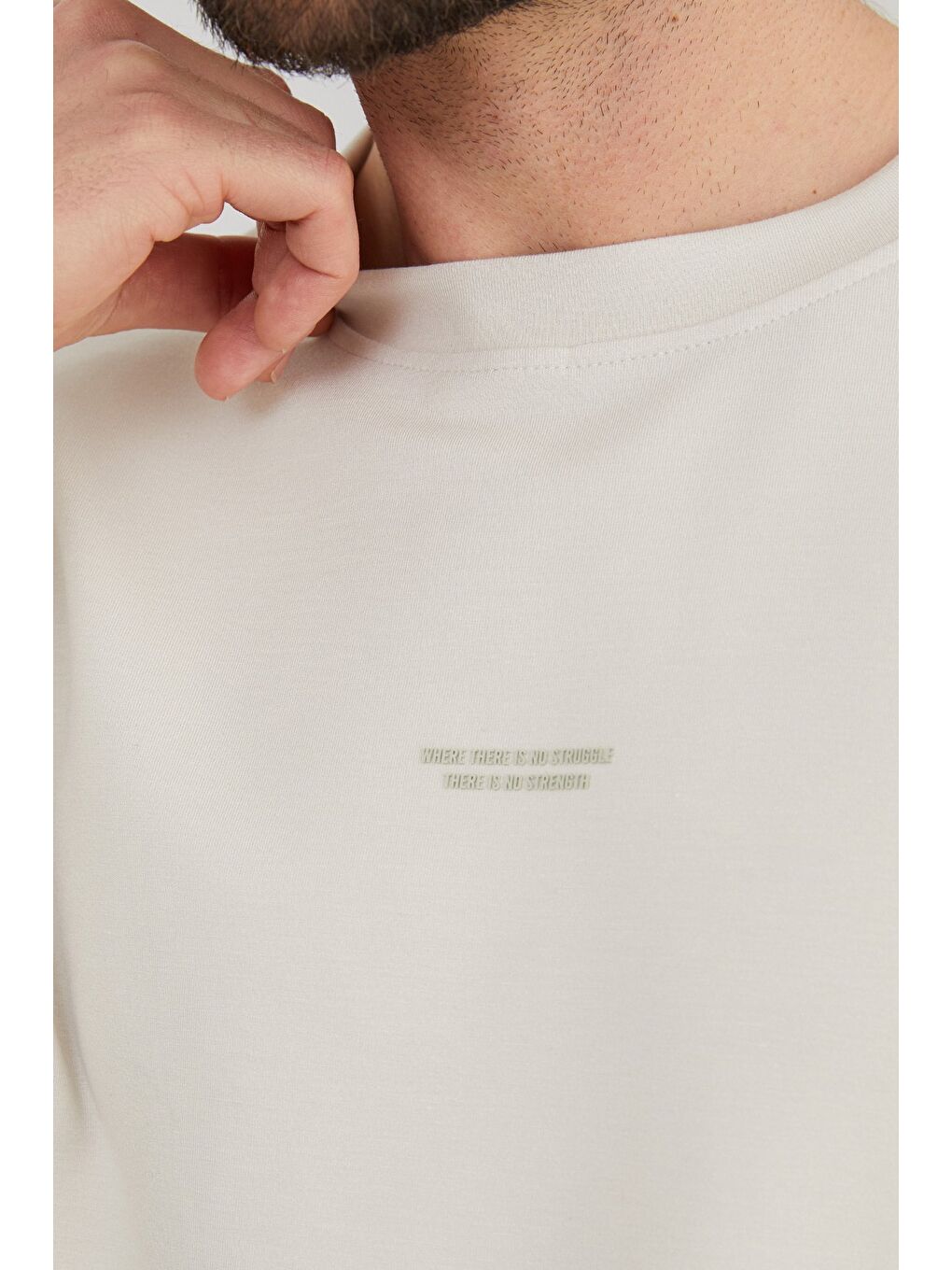 Bej Basic Bisiklet Yaka Modal Kumaş Sweatshirt-4