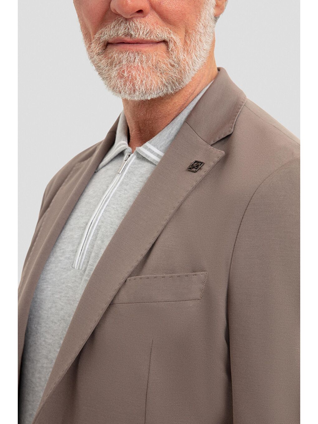 Bej Mono Yaka Modal Karışımlı Takım Elbise Vizon-3