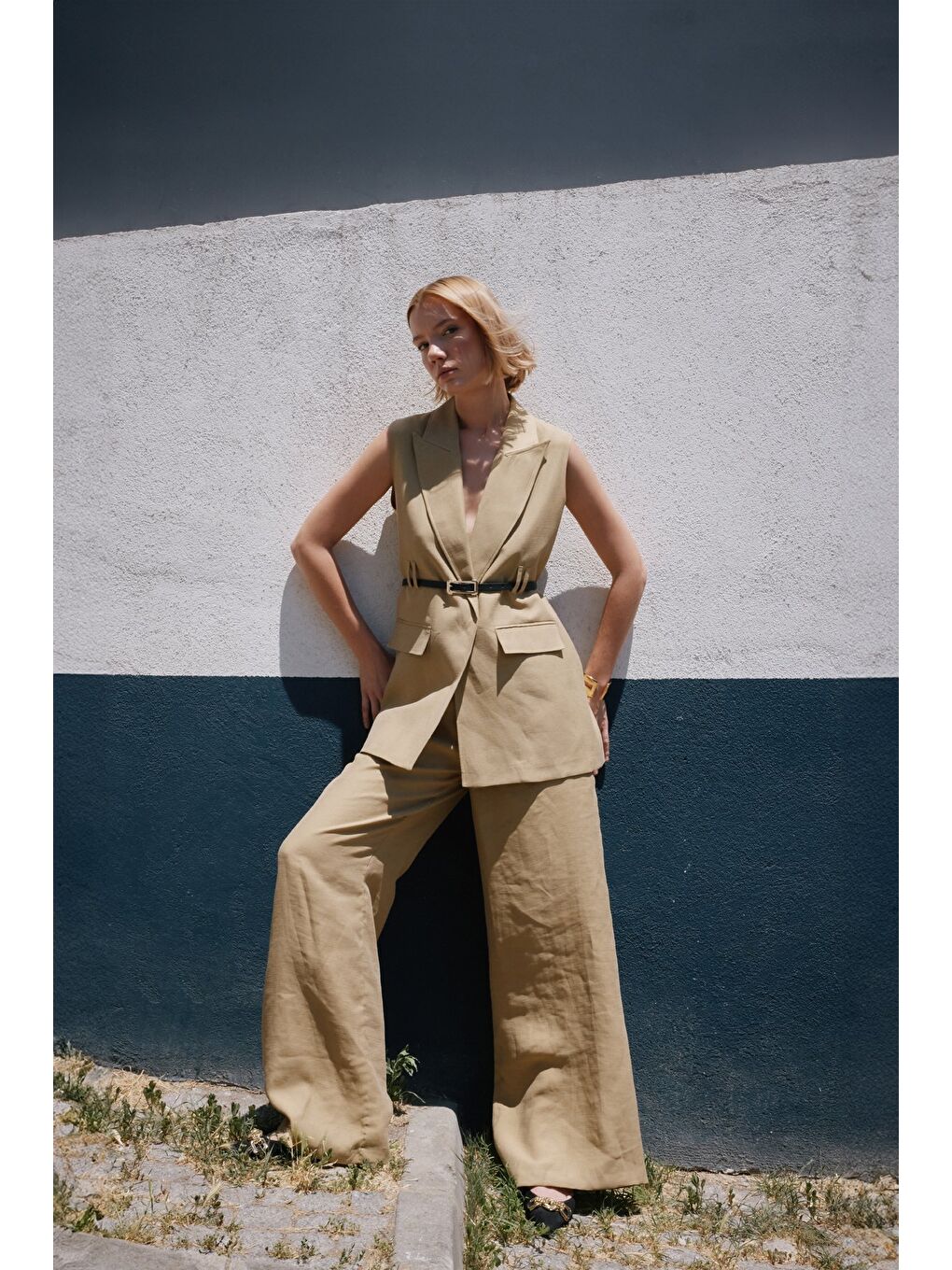 Salaş Keten Pantolon - Haki-1