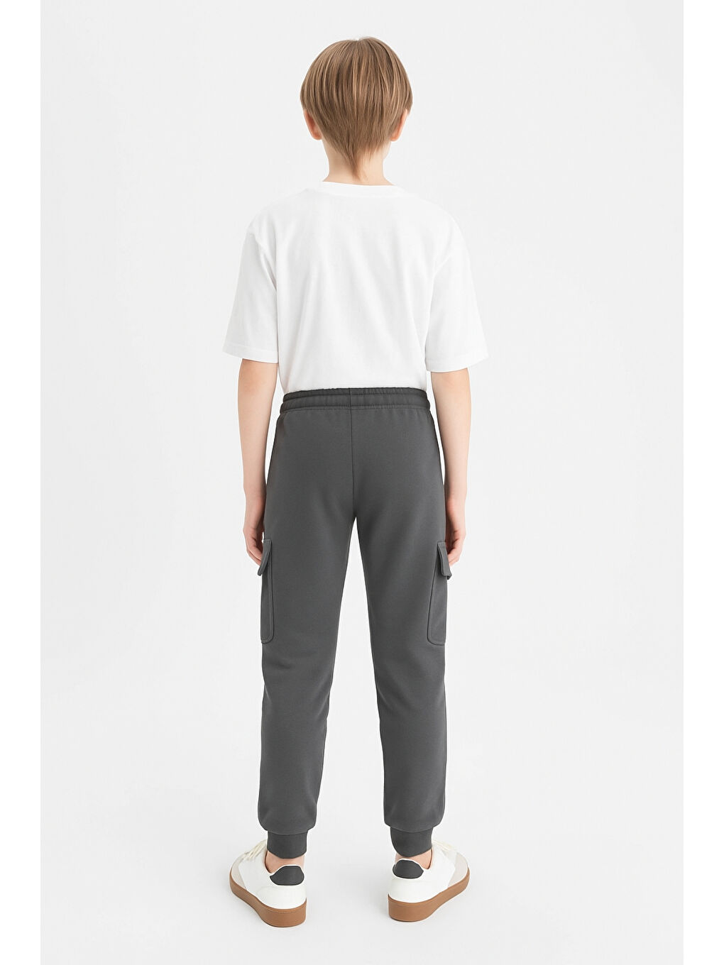 Gri Erkek Çocuk Basic Kargo Cepli Jogger Paça Okul Eşofman Altı AK2322-1-5