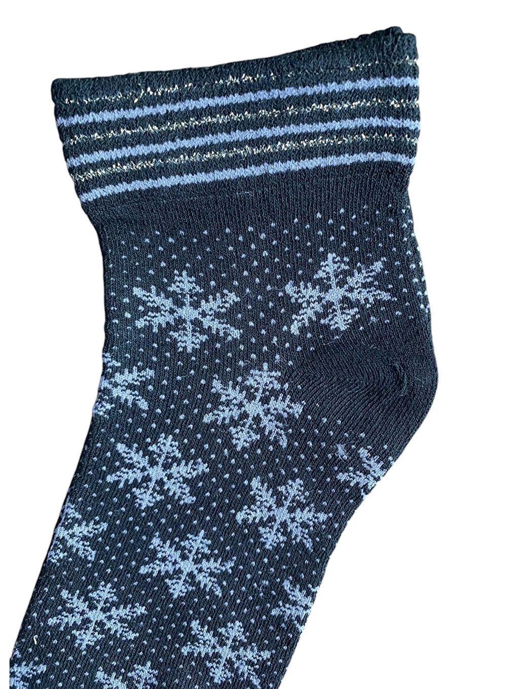 12'li Kadın Karışık Simli Kar Desenli Yarım Konç Patik Çorap-1