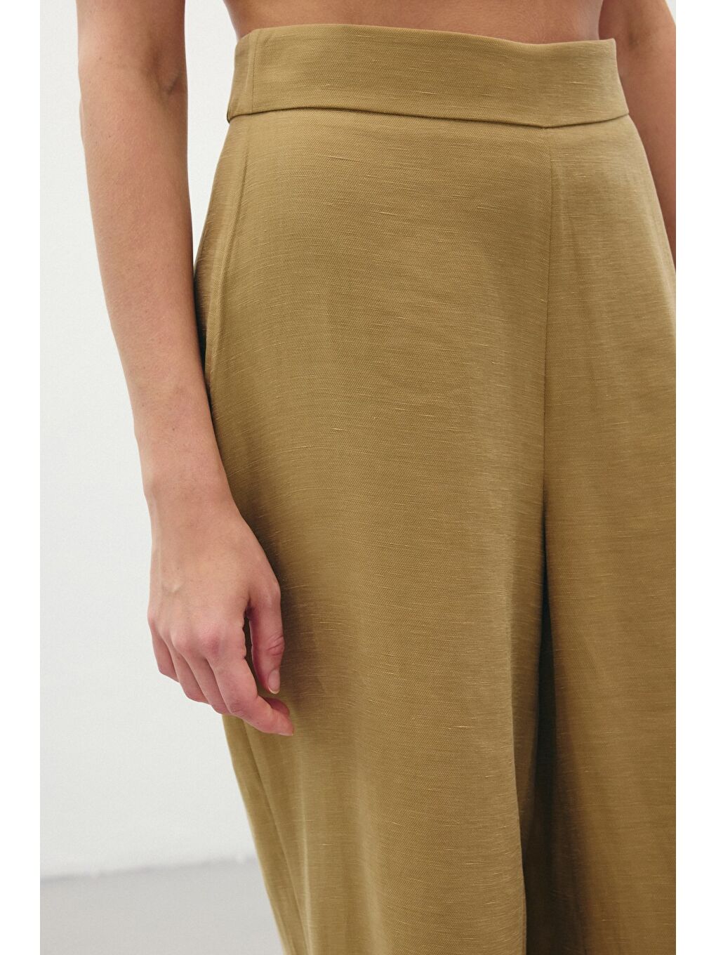 Salaş Keten Pantolon - Haki-6