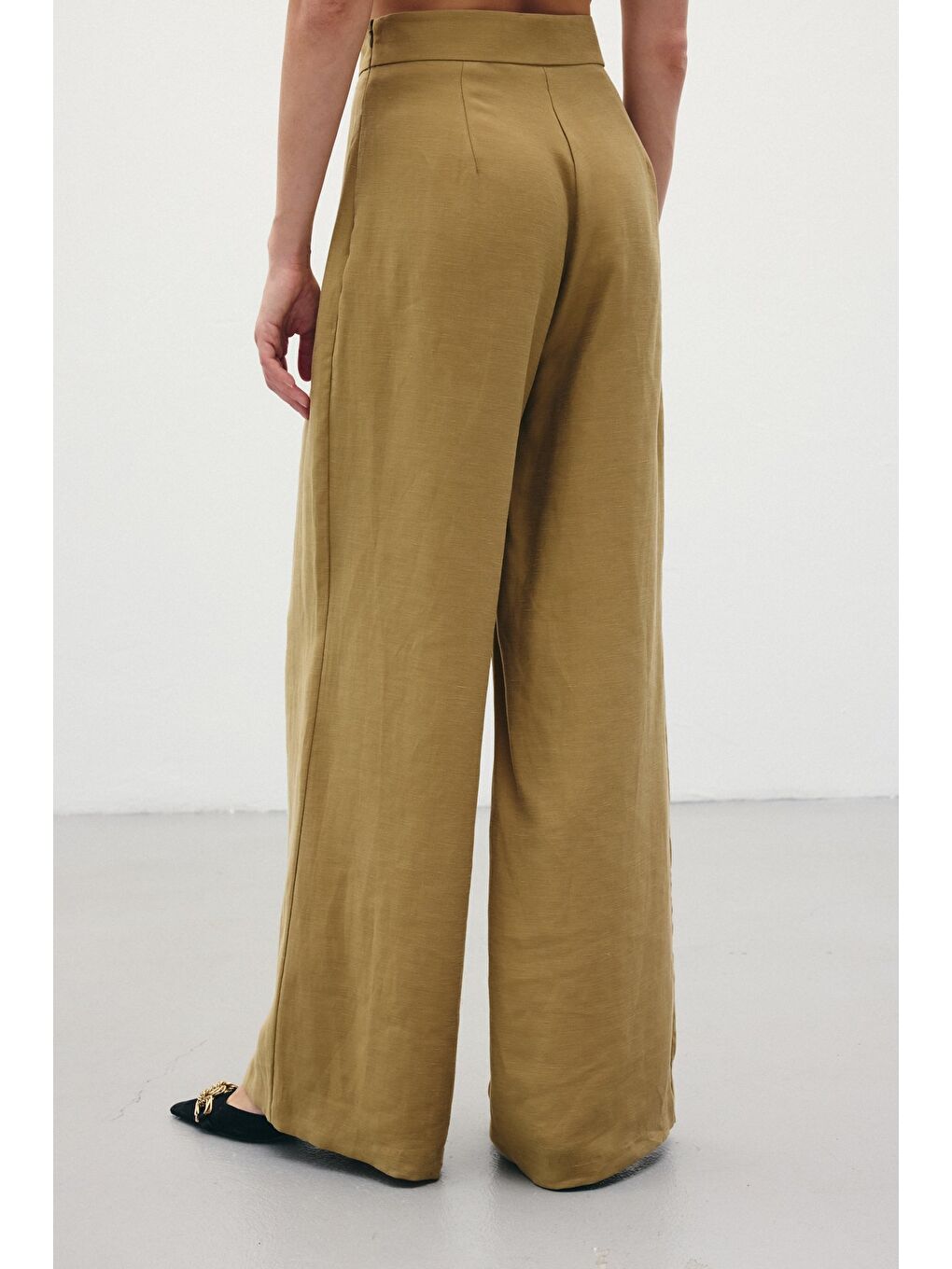 Salaş Keten Pantolon - Haki-7