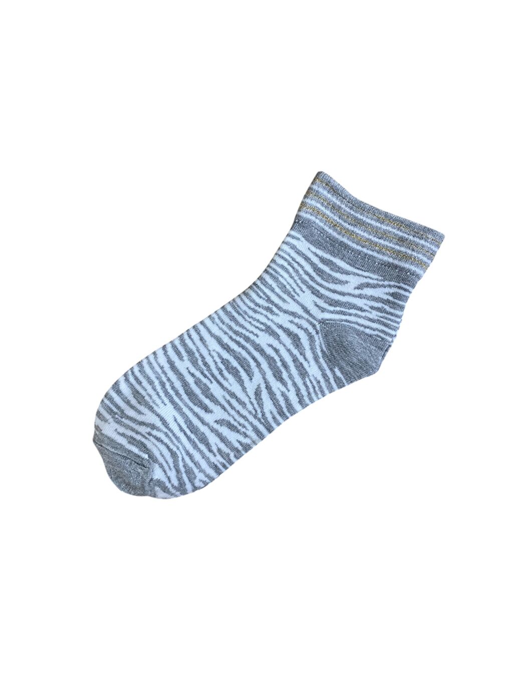 6'lı Kadın Gri Simli Desenli Yarım Konç Patik Çorap-1