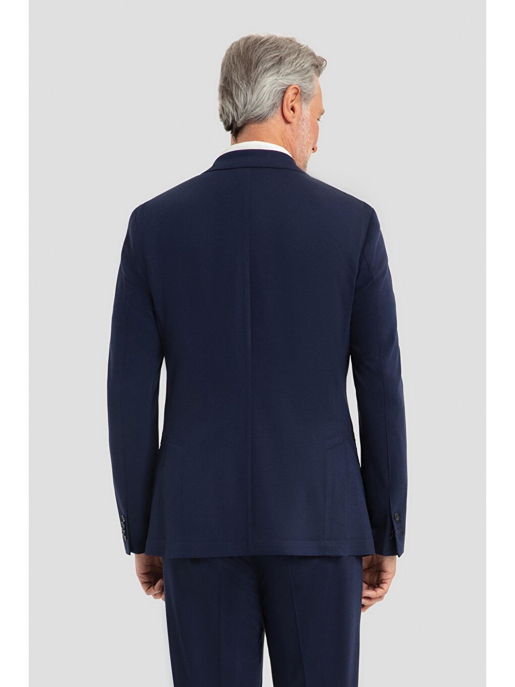 Erkek Lacivert Slim Fit Mono Yaka 6 Drop Modal Karışımlı Astarsız Takım Elbise-2