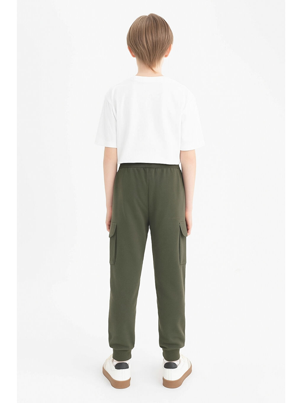 Haki Erkek Çocuk Basic Kargo Cepli Jogger Paça Okul Eşofman Altı AK2322-1-4