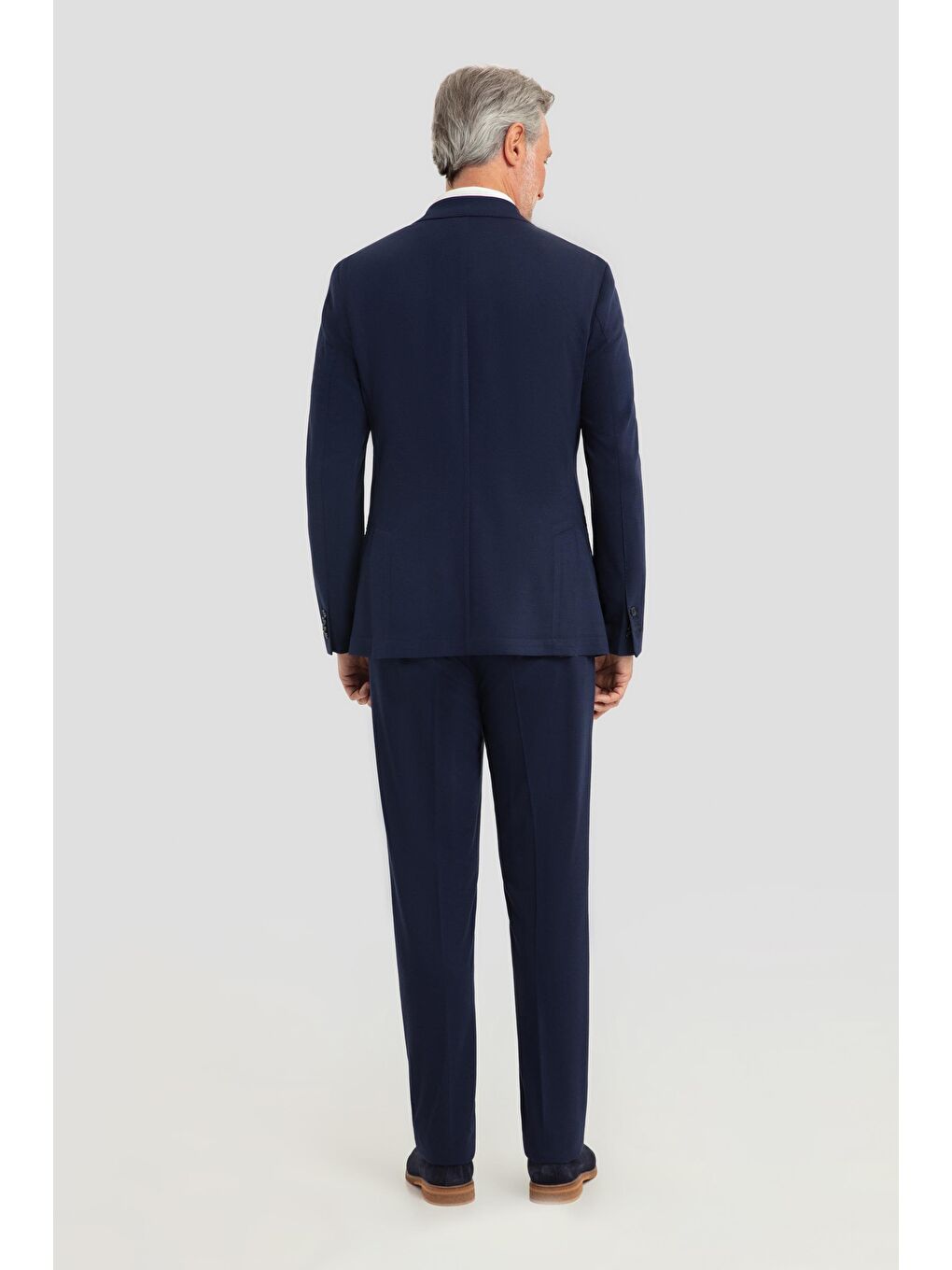 Erkek Lacivert Slim Fit Mono Yaka 6 Drop Modal Karışımlı Astarsız Takım Elbise-3