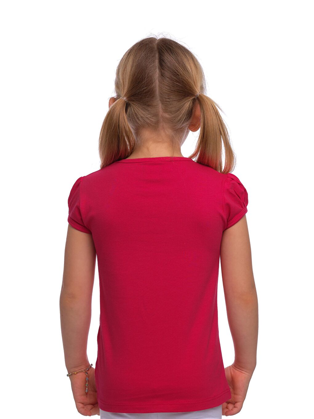 Koyu Fuşya Kız Çocuk Kısa Kollu Basıc Tişört-2