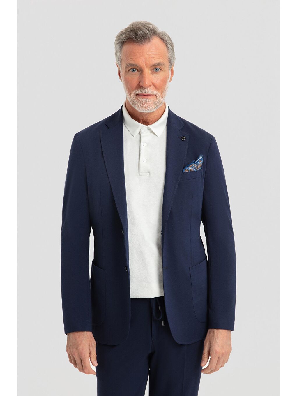 Erkek Lacivert Slim Fit Mono Yaka 6 Drop Modal Karışımlı Astarsız Takım Elbise-4