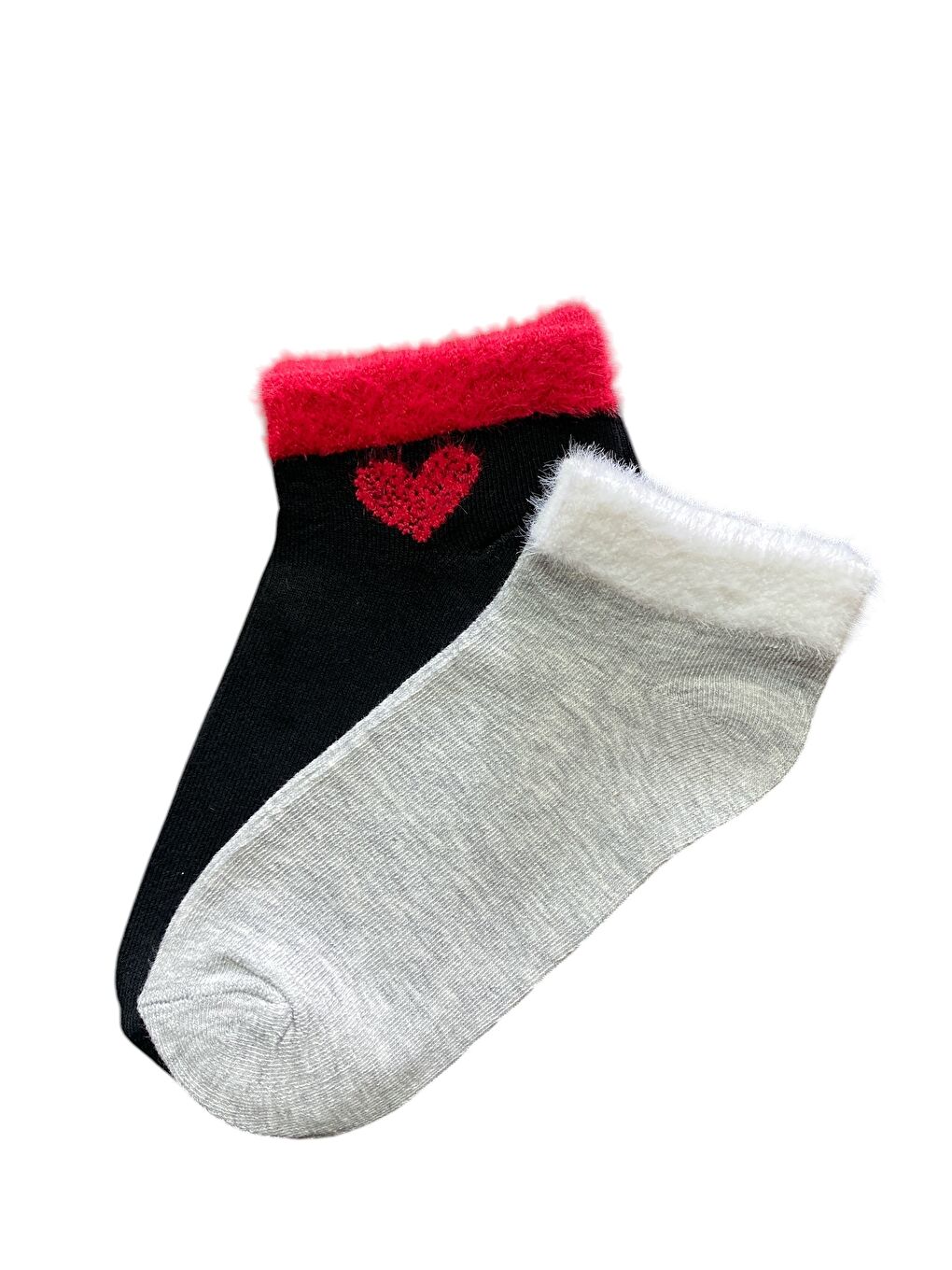 Gri 6'lı Kadın Desenli Yumoş Kaliteli Patik Çorap-1