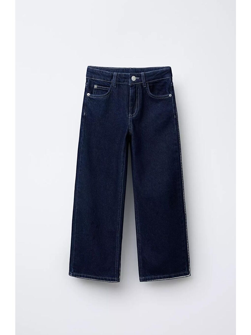 Kız Çocuk Ayarlanabilir Belli Wide Leg Jean – Koyu Mavi-1