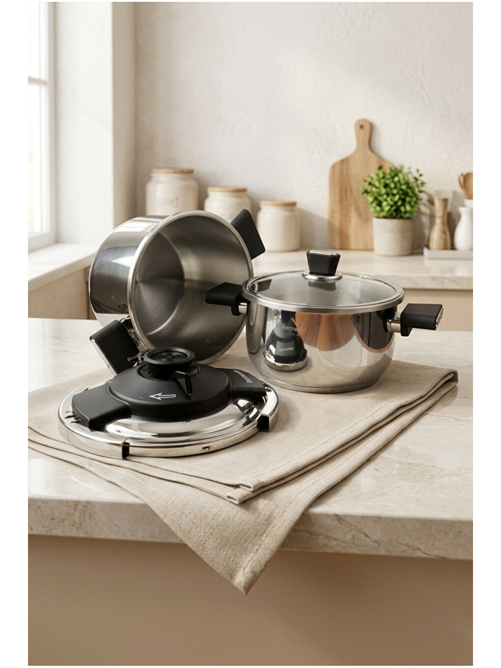 Gri Smart Cook 2'li 4-6l İndüksiyon Tabanlı Düdüklü Tencere Seti Siyah-2