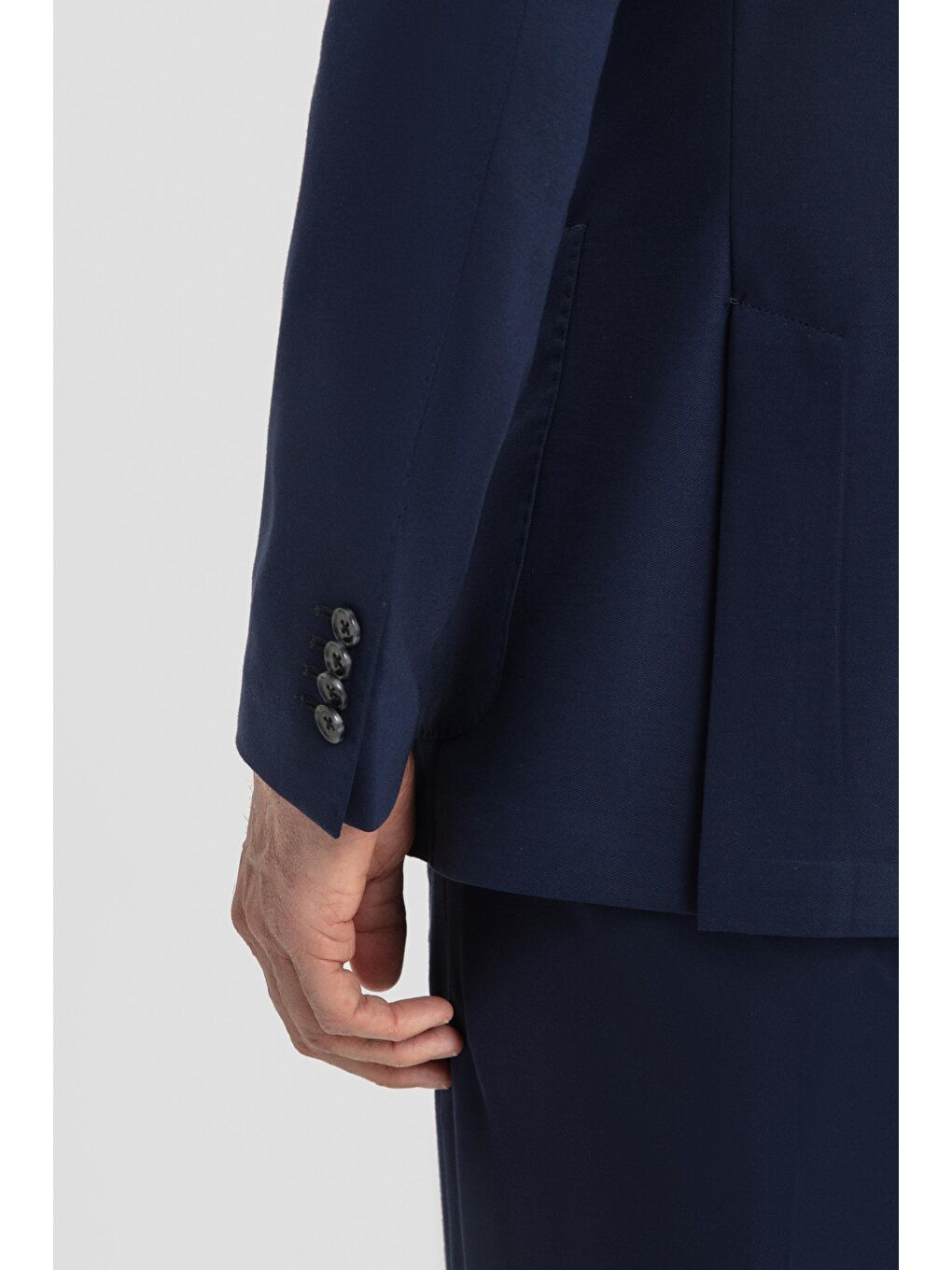 Erkek Lacivert Slim Fit Mono Yaka 6 Drop Modal Karışımlı Astarsız Takım Elbise-6