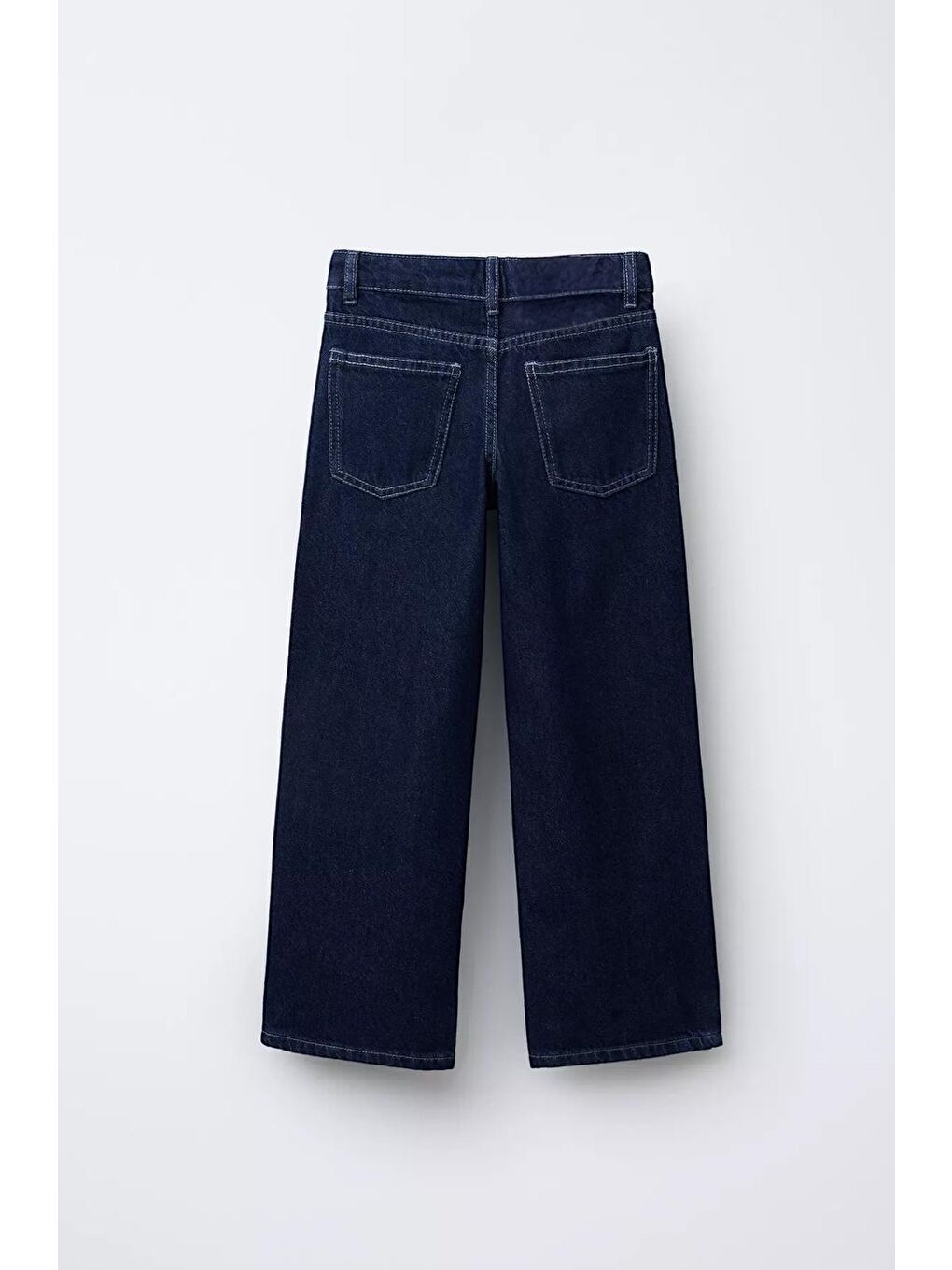 Kız Çocuk Ayarlanabilir Belli Wide Leg Jean – Koyu Mavi-2